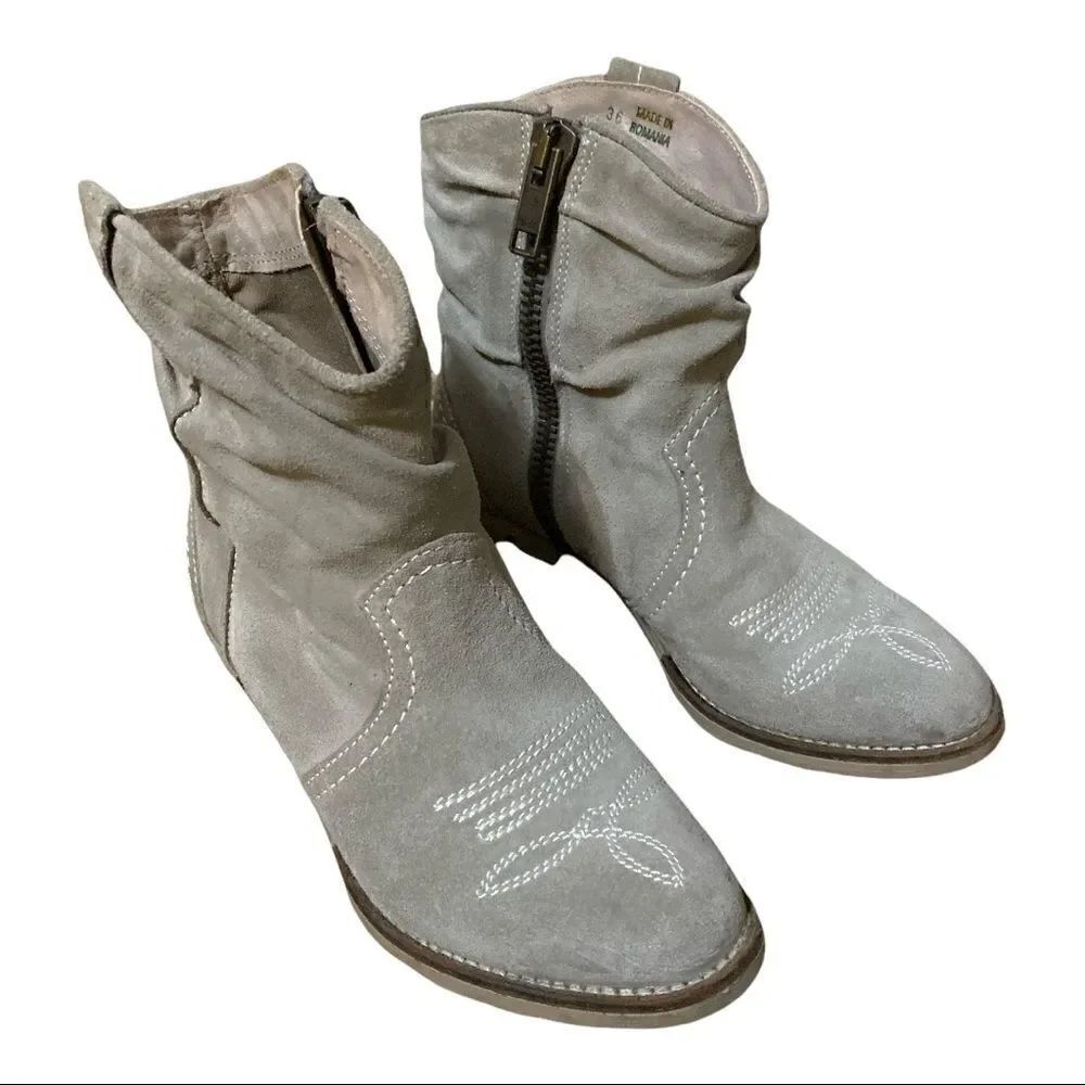 Sundance | Minty Sage Suede Handmade Etta Booties Ankle Boots Booties | 6